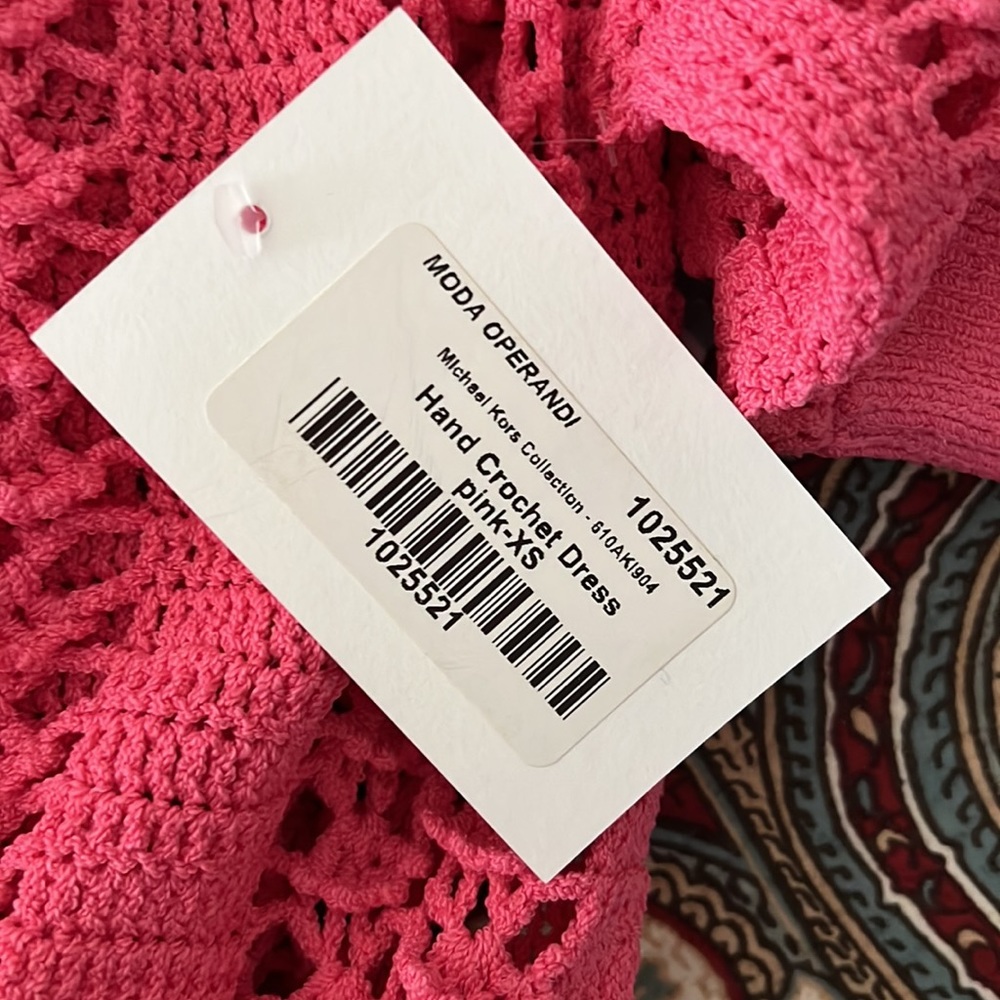 Michael Kors Collection Hot Pink Crochet Midi Dress - Picture 15 of 15